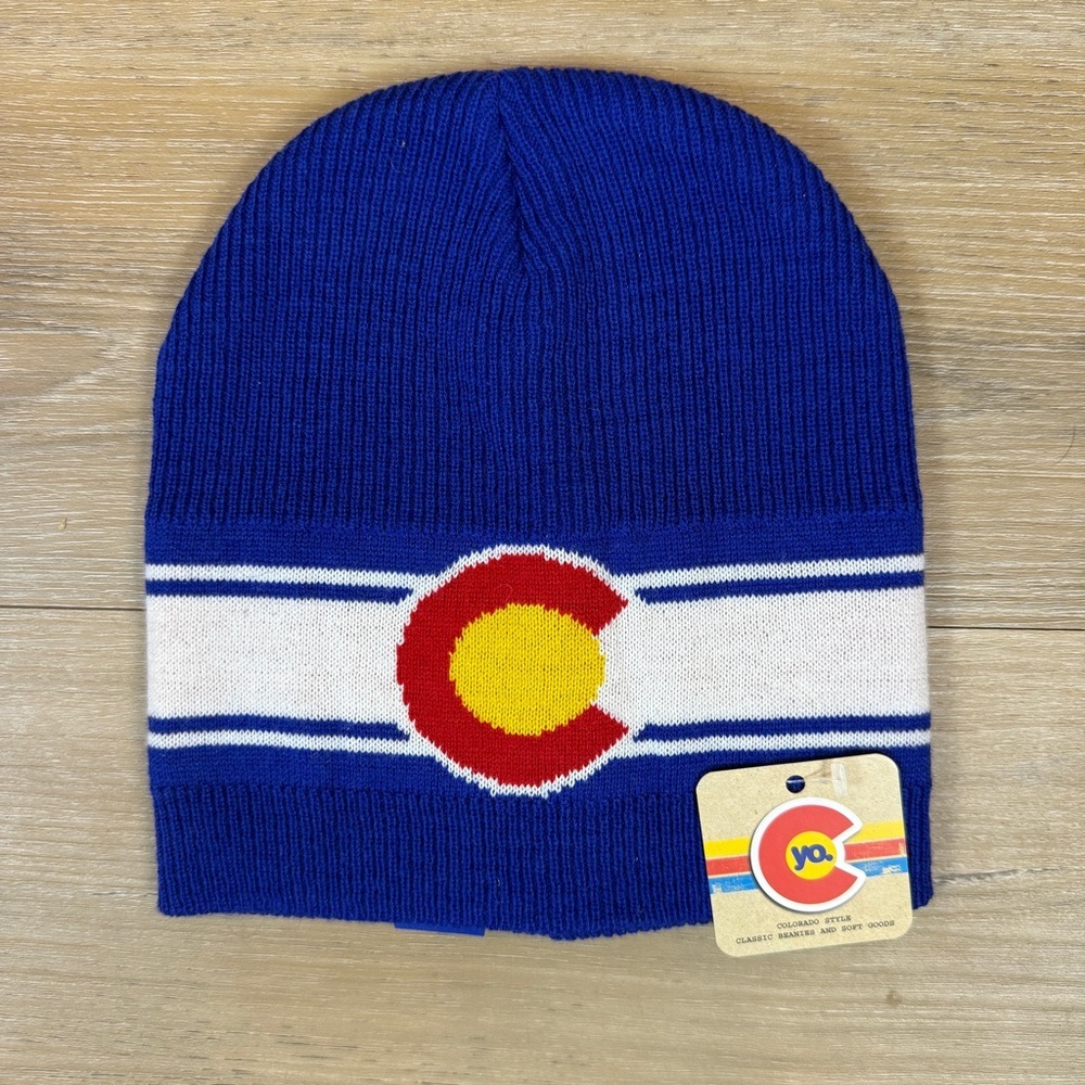 YoColorado NWT Unisex Colorado State Flag Beanie | Blue White Red & Yellow